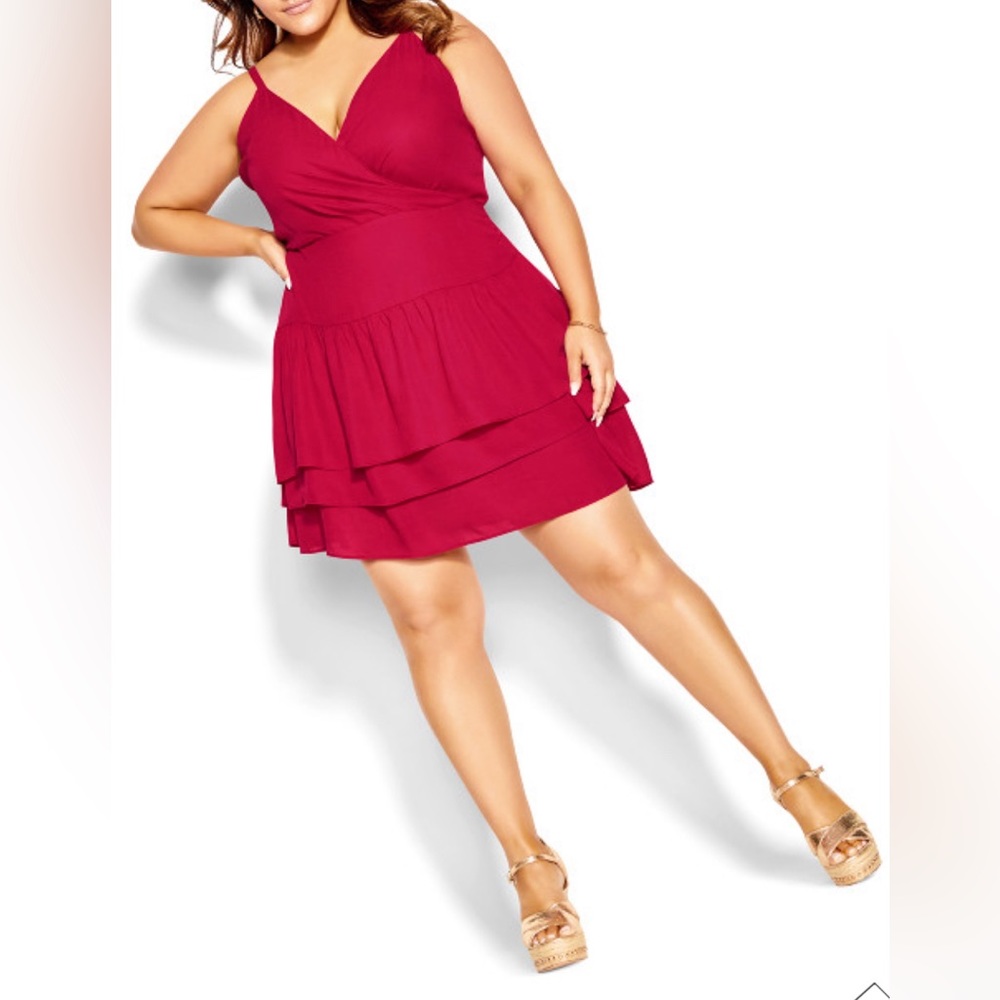 Magenta V-Neckline Minj Dress CITY CHIC